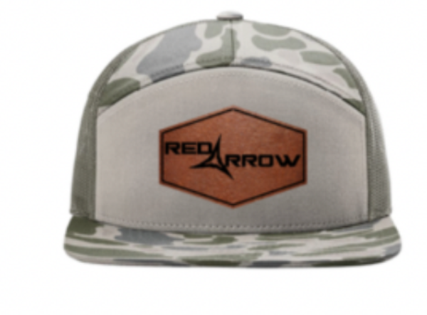 7-Panel Marsh Duck Camo Leather Patch Hat
