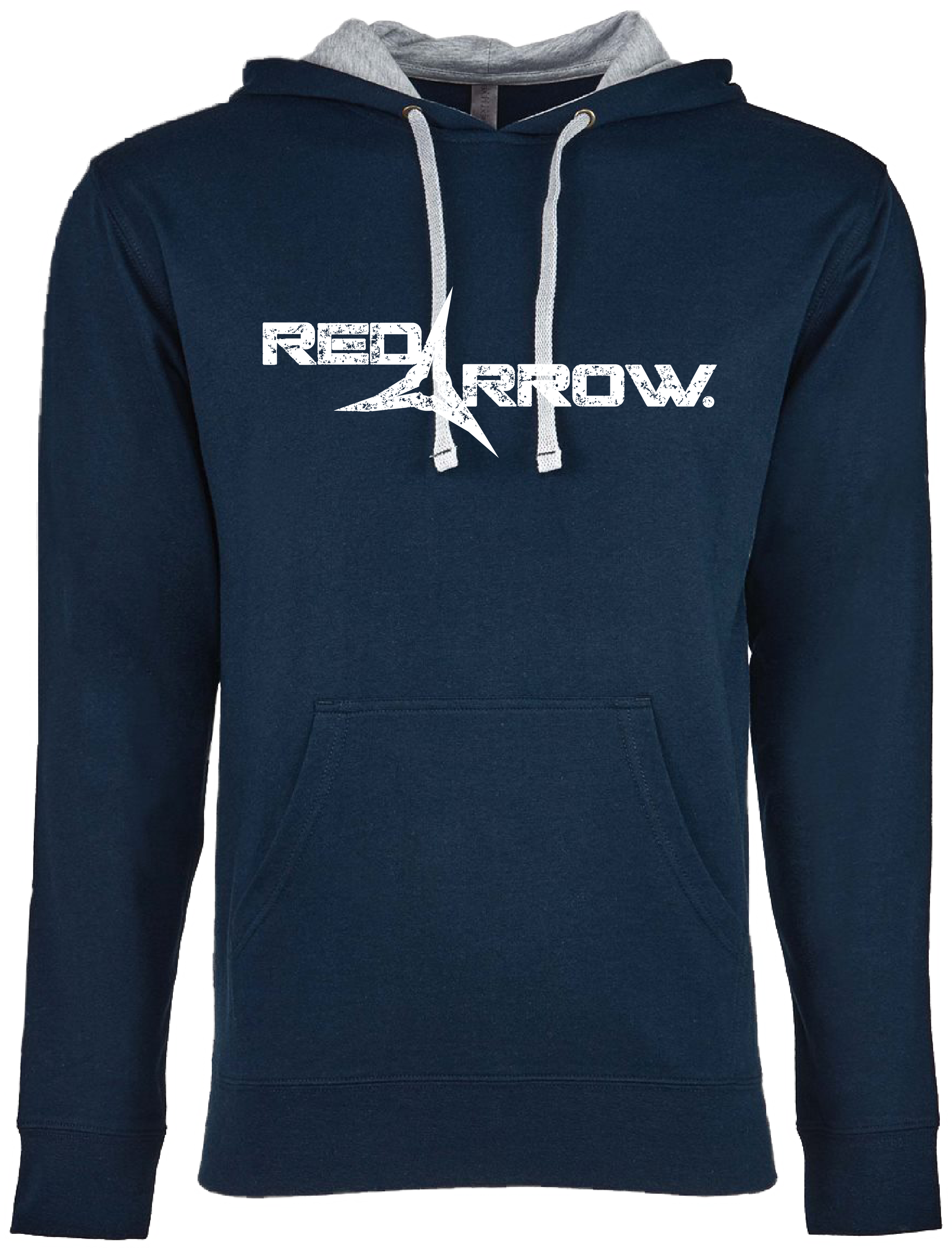 Lightweight Grunge Logo Hoodie [Navy Blue] - Red Arrow