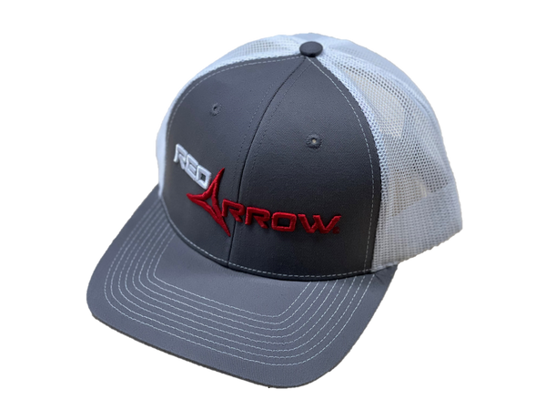 Red Arrow Logo Trucker Hat Gray And White Red Arrow