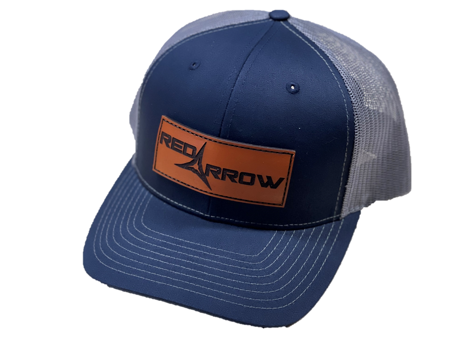 Signature Leather Patch Hat [Navy Blue & Gray]