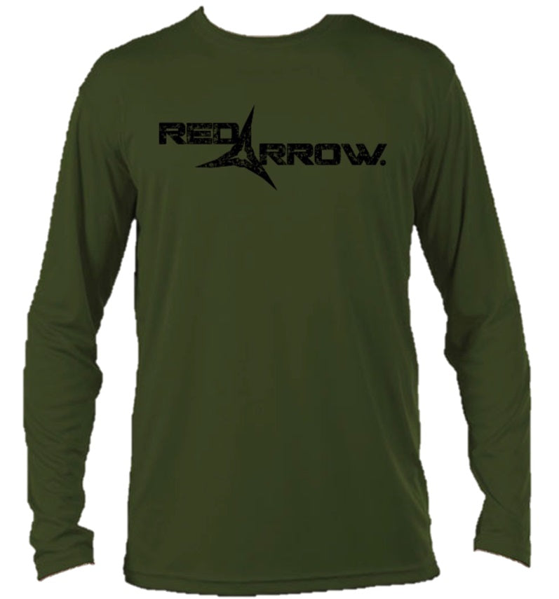 Grunge Logo Long Sleeve Performance Shirt [OD Green]