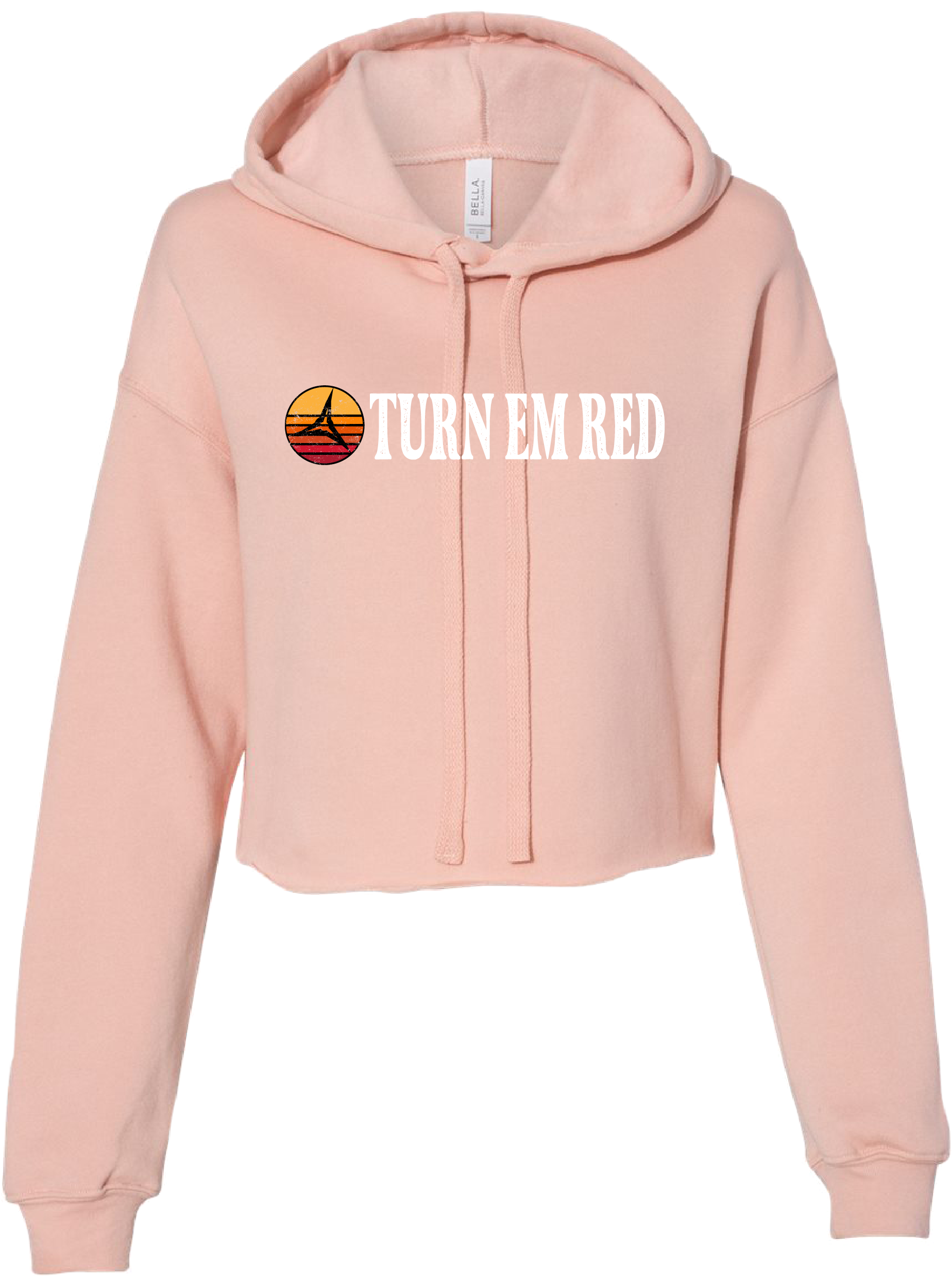 Ladies Turn 'Em Red Crop Hoodie - Peach