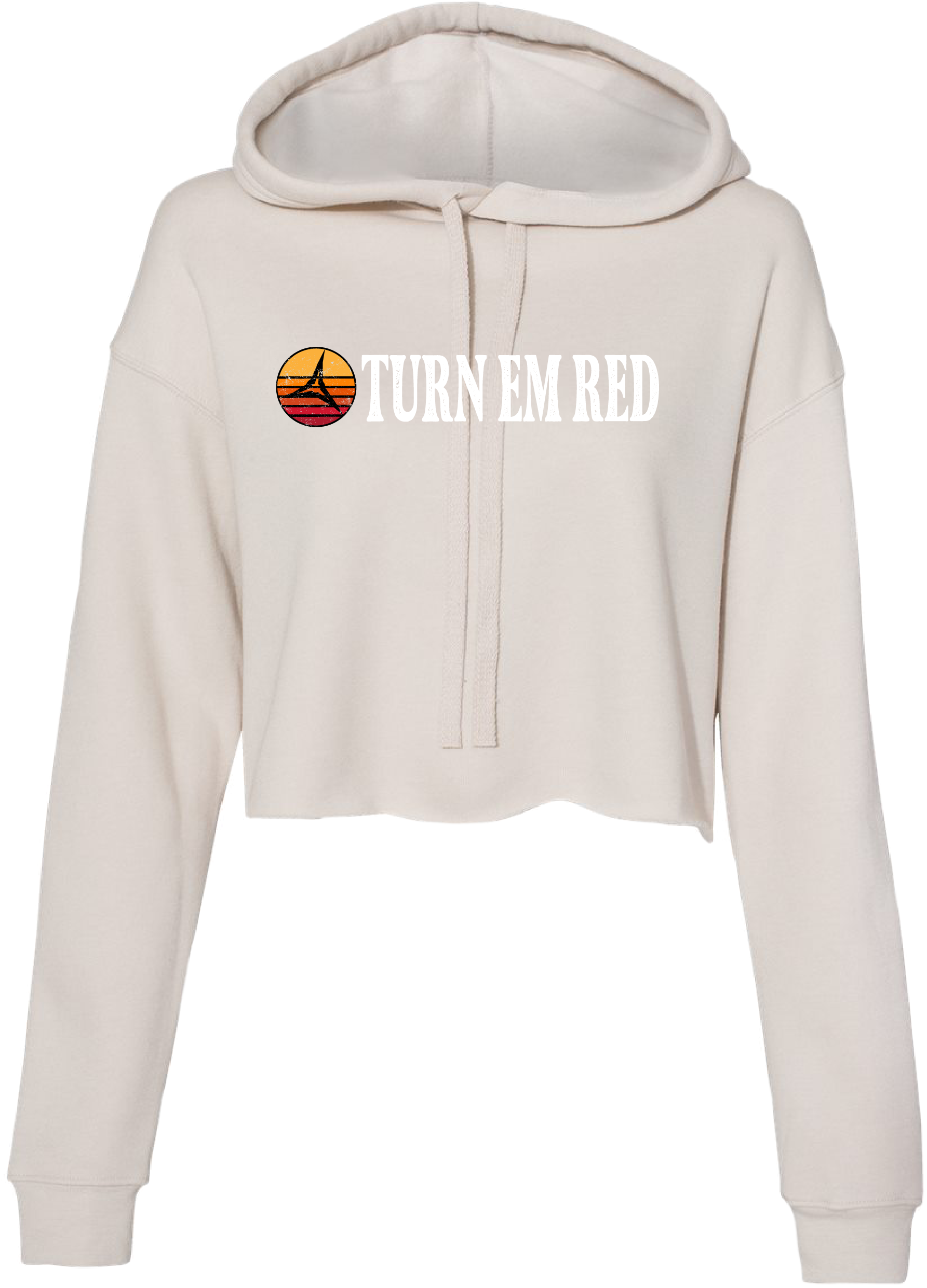Ladies Turn Em Red Crop Hoodie Heather Dust